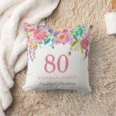 パステルウォーターカラーフラワーズギフト80誕生日 クッション (ブランケット)