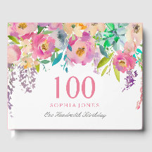 パステルウォーターカラーフラワーズ100thバースデーパーティー