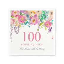 パステルウォーターカラーフラワーズ100thバースデーパーティー