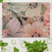 パステルウォーターカラーフラワーズ キッチンタオル (折り畳み)