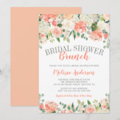 パステルウォーターカラーフラワーブランチブライダルシャワー 招待状 (正面/裏面)