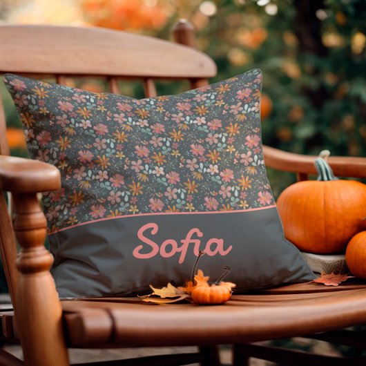 パステルウォーターカラーフラワーボーホグレイ装飾用クッション クッション