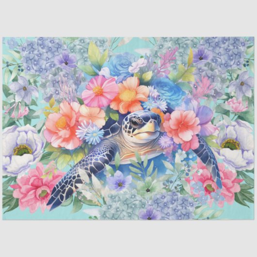 パステルウォーターカラーフローラウミガメ 薄葉紙 (正面)