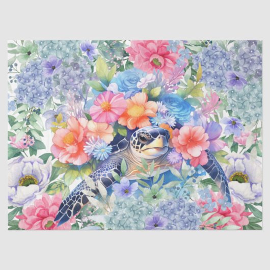 パステルウォーターカラーフローラウミガメ 薄葉紙 (正面)