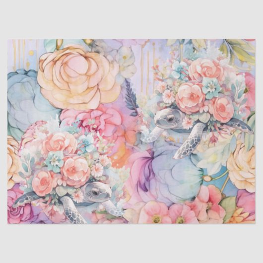 パステルウォーターカラーフローラウミガメ 薄葉紙 (正面)