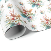 パステルウォーターカラーフローラクロスイースター ラッピングペーパー (ロールコーナー)