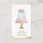 パステルウォーターカラーフローラケーキペストリーシェフベーカリー 名刺 (正面)