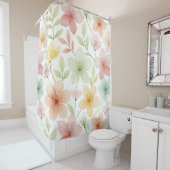 "パステルウォーターカラーフローラシャワーカーテン – ソフトSp シャワーカーテン (インサイチュ)