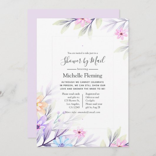 パステルウォーターカラーフローラシャワーバイメール 招待状 (正面/裏面)