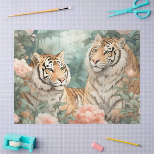 パステルウォーターカラーフローラタイガーデクページ 薄葉紙 (クラフト)