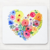 パステルウォーターカラーフローラハートリース マウスパッド (正面)