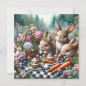 パステルウォーターカラーフローラバニーイースターブランチ シーズンカード (正面)