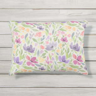 パステルウォーターカラーフローラパティオデコール アウトドアクッション