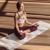 パステルウォーターカラーフローラパーソナライズされた開花名 ヨガマット