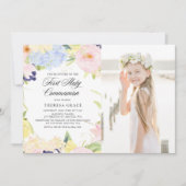 パステルウォーターカラーフローラフレーム第1聖域 招待状 (正面)