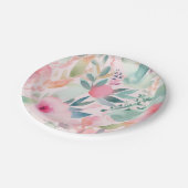 パステルウォーターカラーフローラブライダルシャワー ペーパープレート (アングル)