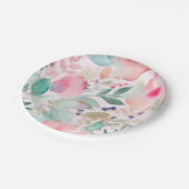 パステルウォーターカラーフローラブライダルシャワー ペーパープレート (アングル)