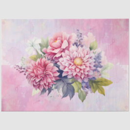 パステルウォーターカラーフローラブーケデクページ 薄葉紙