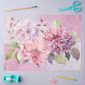 パステルウォーターカラーフローラブーケデクページ 薄葉紙 (クラフト)