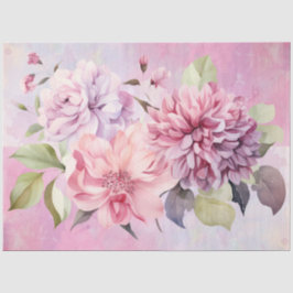 パステルウォーターカラーフローラブーケデクページ 薄葉紙