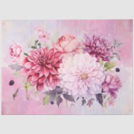 パステルウォーターカラーフローラブーケデクページ 薄葉紙