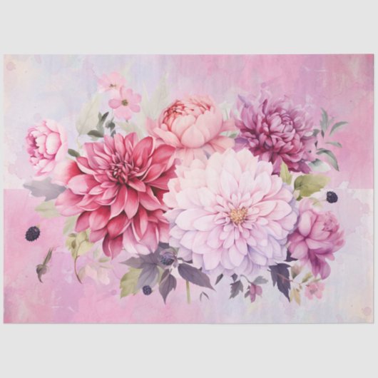 パステルウォーターカラーフローラブーケデクページ 薄葉紙 (正面)