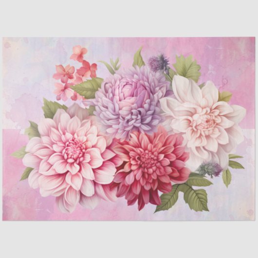 パステルウォーターカラーフローラブーケデクページ 薄葉紙 (正面)