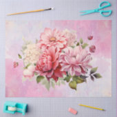 パステルウォーターカラーフローラブーケデクページ 薄葉紙 (クラフト)