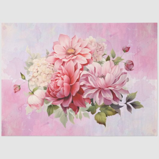 パステルウォーターカラーフローラブーケデクページ 薄葉紙 (正面)