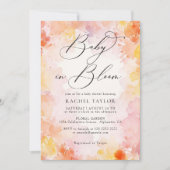 パステルウォーターカラーフローラベビーイン開花ベビーシャワー 招待状 (正面)