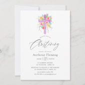 パステルウォーターカラーフローラベビー《キリスト教》洗礼式や命名式 招待状 (正面)