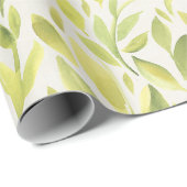 パステルウォーターカラーフローラミントグリーン葉ズ ラッピングペーパー (ロールコーナー)