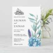 パステルウォーターカラーフローラムスリム結婚式招待状 招待状 (スタンド正面)