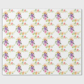 パステルウォーターカラーフローラリースパターン ラッピングペーパー (フラット)