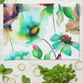 パステルウォーターカラーフローラルパターン キッチンタオル (折り畳み)