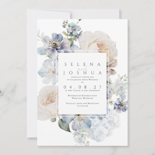 パステルウォーターカラーフローラ春の結婚式招待状 招待状 (正面)