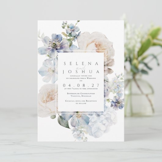 パステルウォーターカラーフローラ春の結婚式招待状 招待状 (スタンド正面)