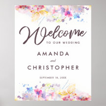パステルウォーターカラーフローラ結婚ウェルカム
