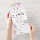 パステルウォーターカラーフローラ結婚ズ オールインワン招待状 (貼ってはがせる)