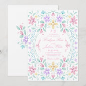 パステルウォーターカラーフローラ結婚式招待状 招待状 (正面/裏面)