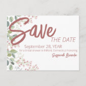 パステルウォーターカラーフローラ縁どブライダルシャワー 案内ポストカード (正面)