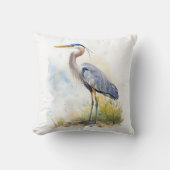 パステルウォーターカラーブルーヘロンルイジアナ州 クッション (正面)