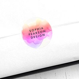 パステルウォーターカラーブロ ラウンドシール