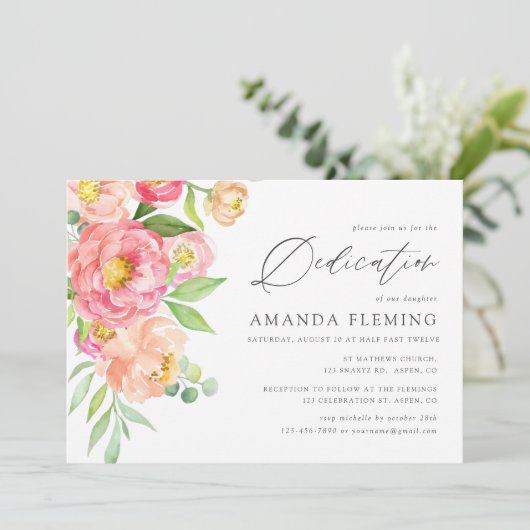 パステルウォーターカラープアニスバプテスマまたは《キリスト教》洗礼式や命名式 招待状 (スタンド正面)