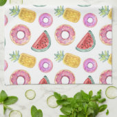 パステルウォーターカラープールフロートパターン キッチンタオル (折り畳み)