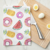 パステルウォーターカラープールフロートパターン キッチンタオル (四つ折り)