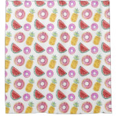 パステルウォーターカラープールフロートパターン シャワーカーテン (正面)