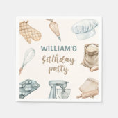 パステルウォーターカラーベーキングボーイ誕生日 スタンダードカクテルナプキン (正面)