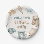 パステルウォーターカラーベーキングボーイ誕生日 ペーパープレート (正面)