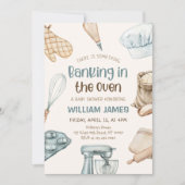 パステルウォーターカラーベーキング男の赤ちゃんシャワー 招待状 (正面)